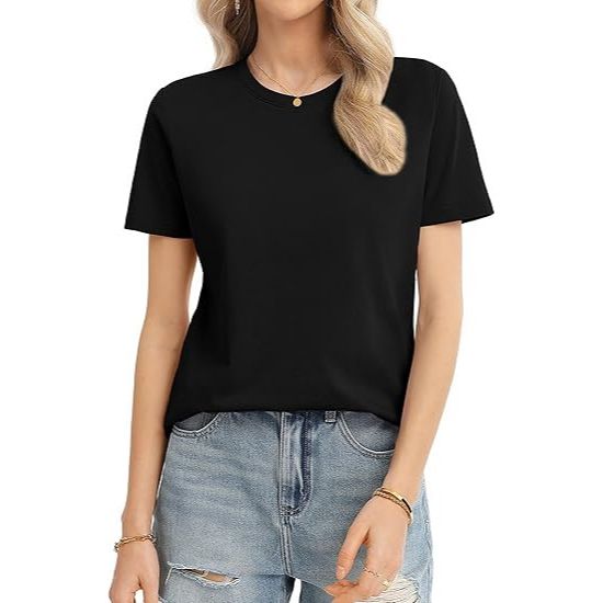Women's Crew Neck Relaxed Fit Stretch Short Sleeve T shirt